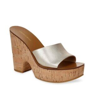 New Veronica Beard Paulita Platform Wedge Sandals In Gold Size 9